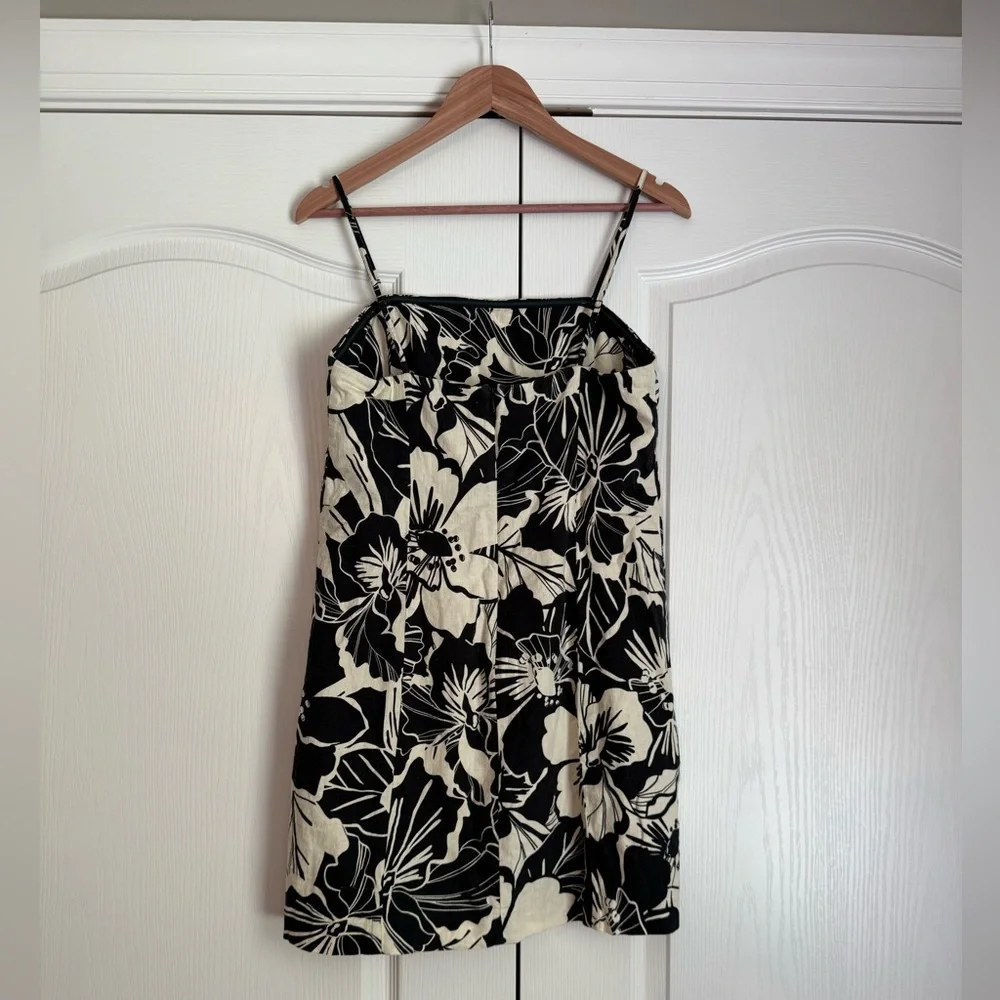 GAP Dress - Linen Blend Black/Cream Print - Picture 5 of 10